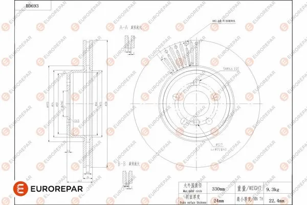 Disque de frein EUROREPAR 1684313580