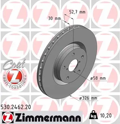 Disque de frein ZIMMERMANN 530.2462.20