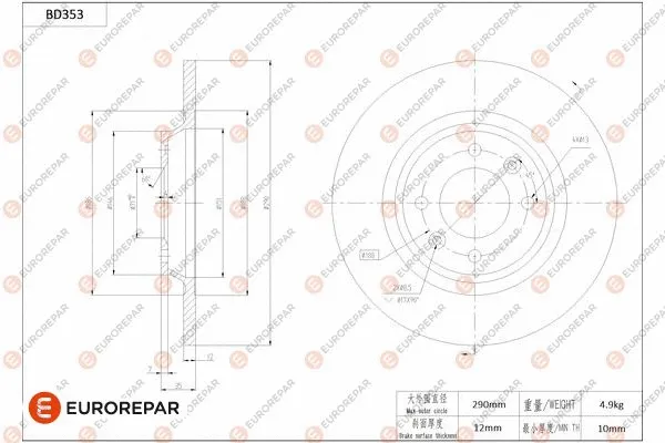 Disque de frein EUROREPAR 1684279580