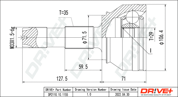 Jeu de joints, arbre de transmission Dr!ve+ DP2110.10.1155