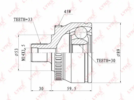 Jeu de joints, arbre de transmission LYNXAUTO CO-1201A