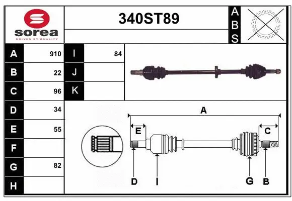 Arbre de transmission STARTCAR 340ST89