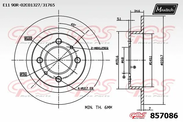 Disque de frein MAXTECH 857086