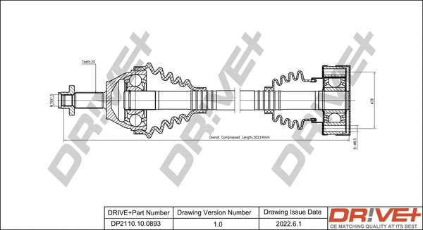 Arbre de transmission Dr!ve+ DP2110.10.0893
