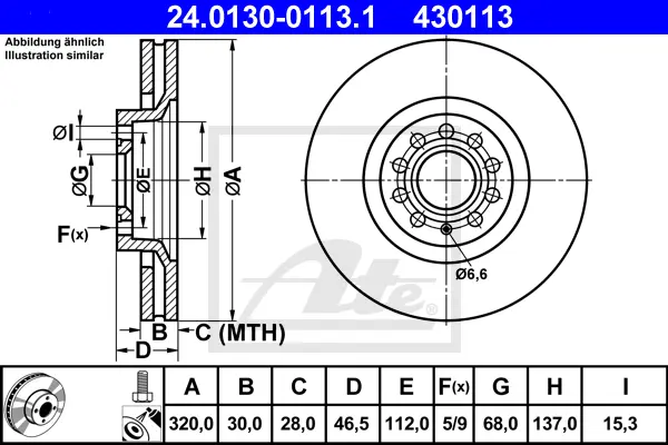 Disque de frein ATE-APAC 24.0130-0113.1