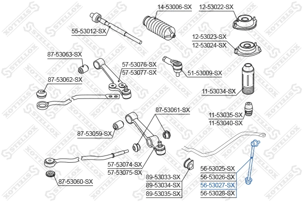 Entretoise/tige, stabilisateur STELLOX 56-53027-SX