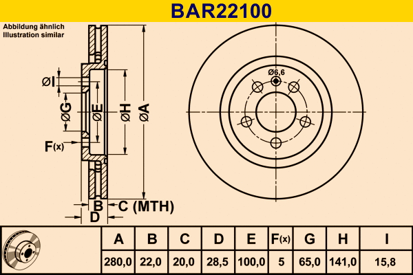 Disque de frein BARUM BAR22100