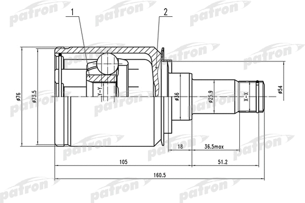 Jeu de joints, arbre de transmission PATRON PCV1521