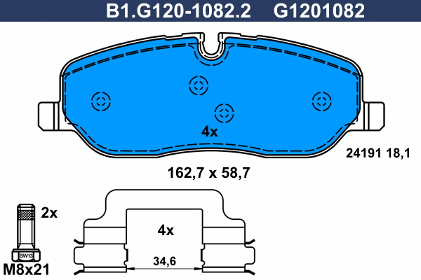 Kit de plaquettes de frein, frein à disque GALFER B1.G120-1082.2