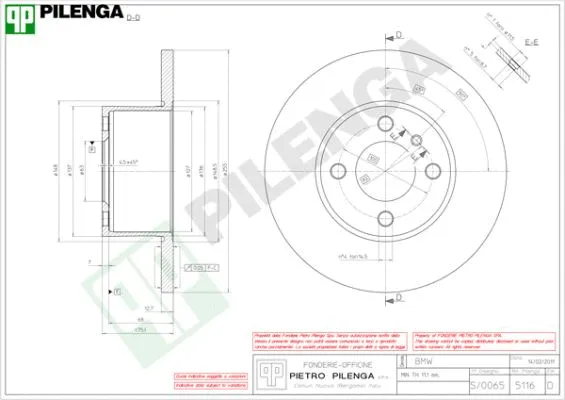 Disque de frein PILENGA 5116