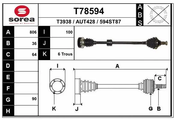 Arbre de transmission EAI T78594