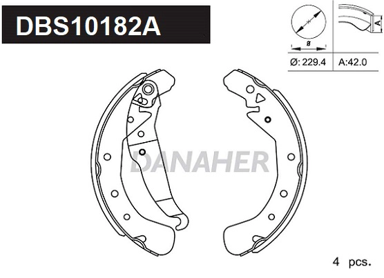 Jeu de mâchoires de frein DANAHER DBS10182A