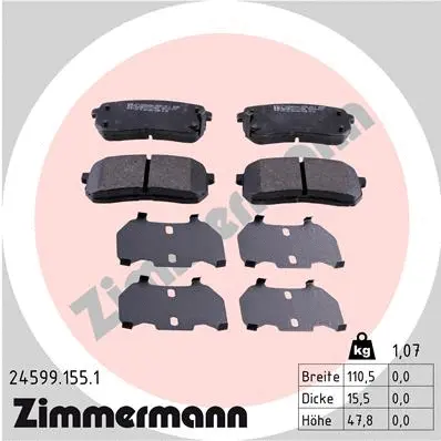 Kit de plaquettes de frein, frein à disque ZIMMERMANN 24599.155.1
