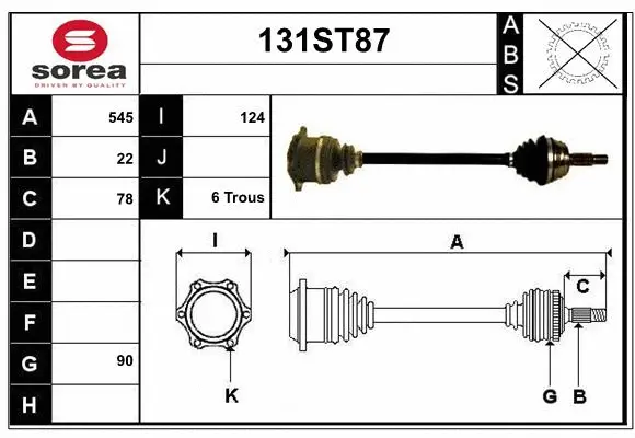 Arbre de transmission STARTCAR 131ST87