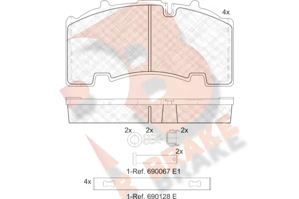 Kit de plaquettes de frein, frein à disque R BRAKE RB2135-066