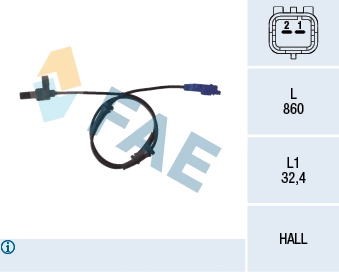 Capteur, vitesse de roue FAE 78116