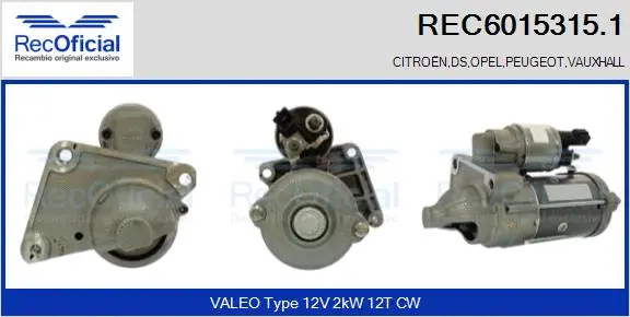 Démarreur RECOFICIAL REC6015315.1