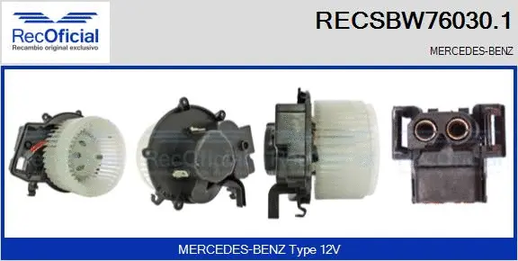 Pulseur d'air habitacle RECOFICIAL RECSBW76030.1