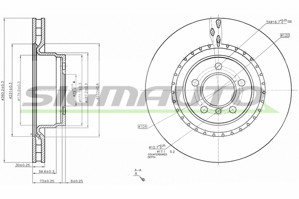 Disque de frein SIGMAUTO DBB435V