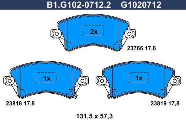 Kit de plaquettes de frein, frein à disque GALFER B1.G102-0712.2