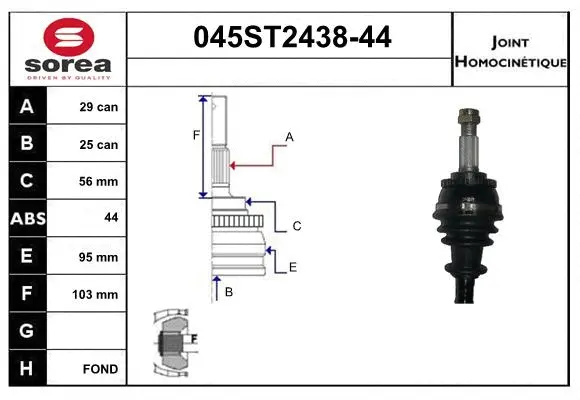 Jeu de joints, arbre de transmission STARTCAR 045ST2438-44