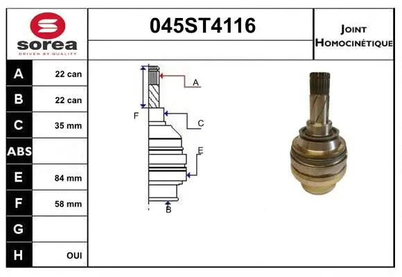 Jeu de joints, arbre de transmission STARTCAR 045ST4116