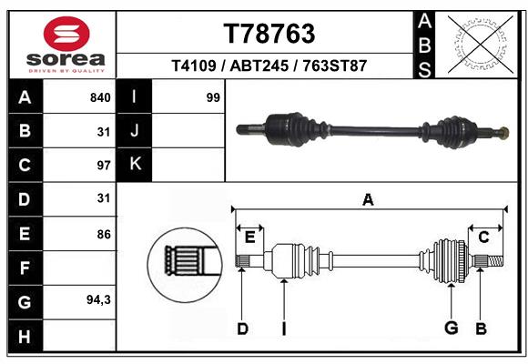 Arbre de transmission EAI T78763