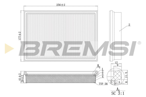 Filtre à air BREMSI FA2115