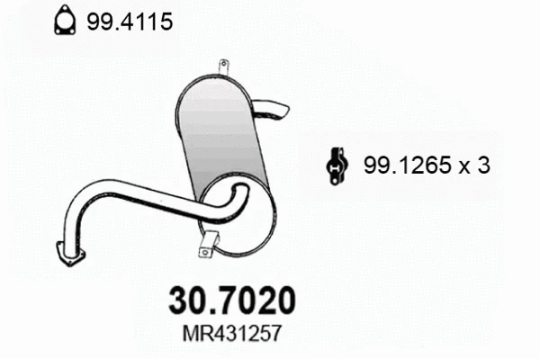 Silencieux arrière ASSO 30.7020