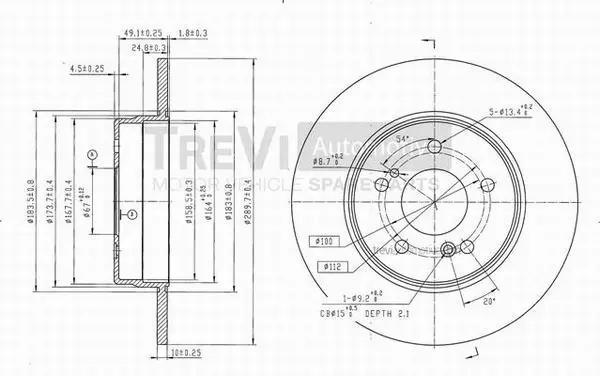 Disque de frein TREVI AUTOMOTIVE BD1030