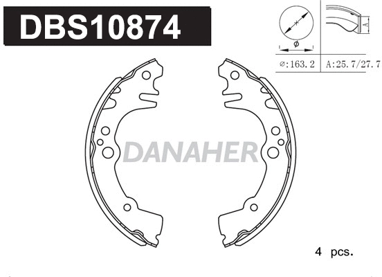 Jeu de mâchoires de frein DANAHER DBS10874