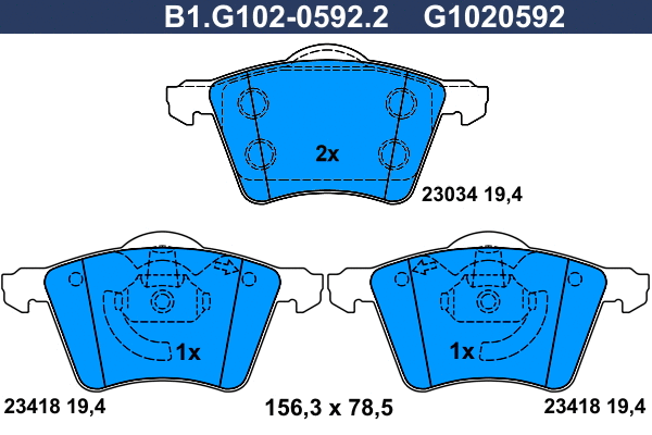 Kit de plaquettes de frein, frein à disque GALFER B1.G102-0592.2