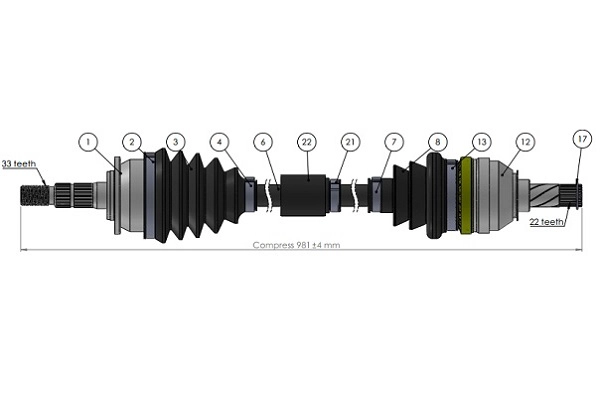 Arbre de transmission SERCORE 221821