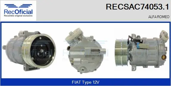 Compresseur, climatisation RECOFICIAL RECSAC74053.1
