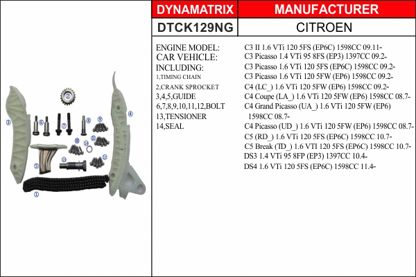 Kit de distribution par chaîne DYNAMATRIX DTCK129NG