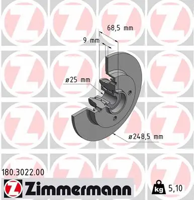Disque de frein ZIMMERMANN 180.3022.00