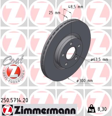 Disque de frein ZIMMERMANN 250.5714.20