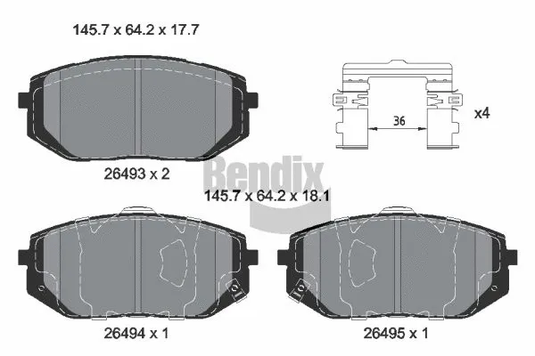 Kit de plaquettes de frein, frein à disque BENDIX Braking BPD2378