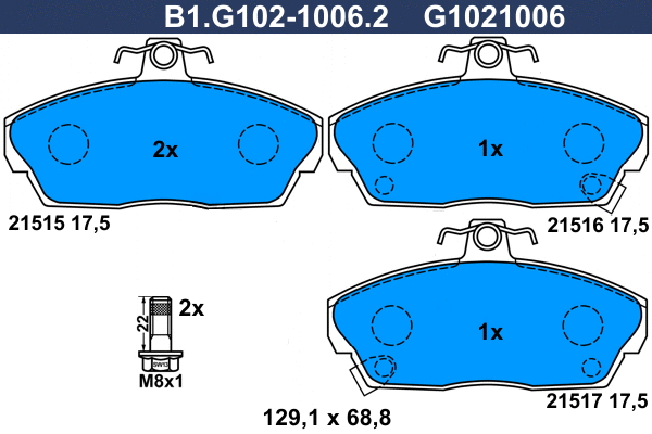 Kit de plaquettes de frein, frein à disque GALFER B1.G102-1006.2