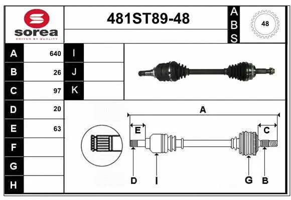 Arbre de transmission STARTCAR 481ST89-48