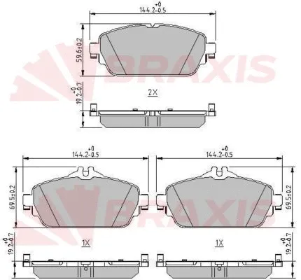 Kit de plaquettes de frein, frein à disque BRAXIS AA0624