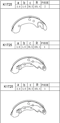 Jeu de mâchoires de frein ASIMCO K1725