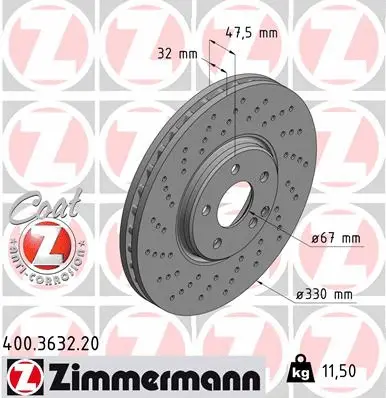 Disque de frein ZIMMERMANN 400.3632.20