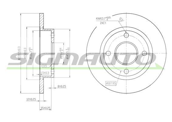 Disque de frein SIGMAUTO DBA845S