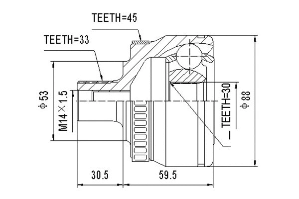 Jeu de joints, arbre de transmission DYNAMATRIX DCV803018
