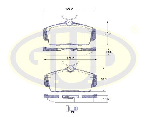 Kit de plaquettes de frein, frein à disque G.U.D. GBP880172