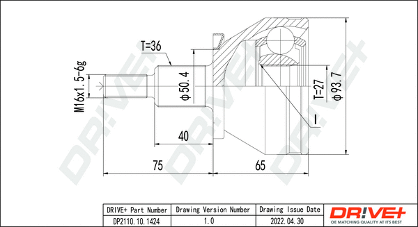 Jeu de joints, arbre de transmission Dr!ve+ DP2110.10.1424