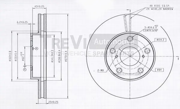 Disque de frein TREVI AUTOMOTIVE BD1174