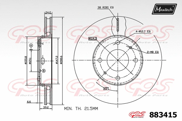 Disque de frein MAXTECH 883415