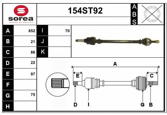 Arbre de transmission STARTCAR 154ST92